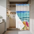 thumbnail image 7 of No Hook Coastal Beach Shower Curtain with Snap in Liner Set, Summer Nautical Ocean Sea Waves Blue Brown Waterproof Fabric Bathroom Curtains with See Through Top Window, Hotel Style Stall 54 x 78 Inch, 7 of 7