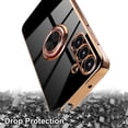 thumbnail image 5 of for Samsung Galaxy A54 5G Case with 2 Screen Protector, Built-in 360 Degree Rotation Ring Magnetic Stand, Luxury Shiny Plating Edge Shockproof Electroplated Protective Cover (Black/Golden), 5 of 12