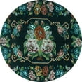 thumbnail image 1 of Ahgly Company Indoor Round Medallion Light Blue French Area Rugs, 5' Round, 1 of 4