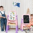 thumbnail image 3 of Topbuy Kids Art Easel Freestanding Art Drawing Board Portable Magnetic Drawing Set Pink, 3 of 5