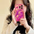 thumbnail image 3 of Funda brillante para iPhone 11, bonita y moderna, con forma de metal 3D, brillante y colorida, para mujeres y niñas, color rojo fluorescente., 3 of 5