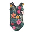 thumbnail image 2 of FOR U DESIGNS Hibiscus Flowers V Neck Bathing Suit for Kids Teens Girls Breathable Polyester Gymnastics Leotards Comfy One Piece Swimwear Size 7-8, 2 of 8