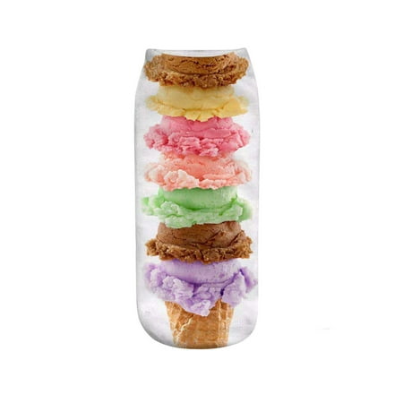 

Fesfesfes Clearance Men and Women Socks Funny Hamburger Fries 3D Print Sweat-absorbent Short-section Socks