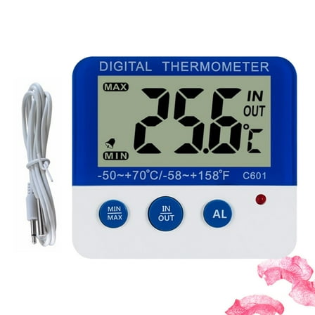 SEWCHICS C601 Digital Thermometer for Indoor and Outdoor Use with Temperature Alarm and LED Display