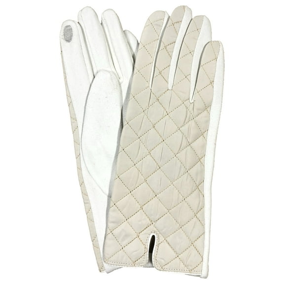 Womens Quilted Off White Ivory Stretch Fit Texting & Tech Touchscreen Gloves