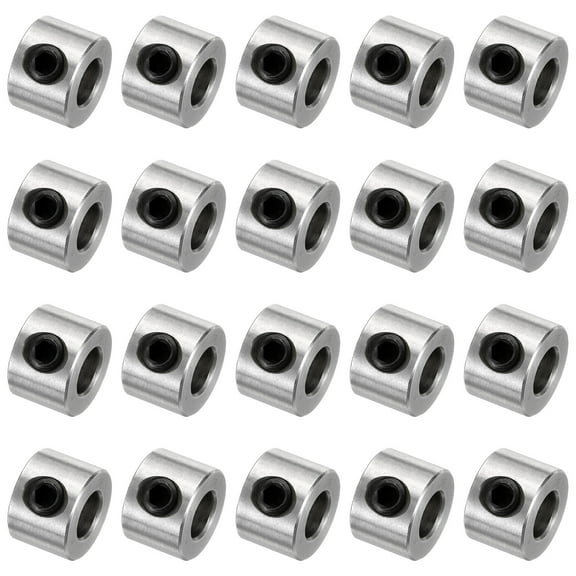 20 Pack Set Screw Collars 5mm Bore Shaft Collars, 10mm OD, 7mm Width, Drill Stop Collar, Stainless Steel