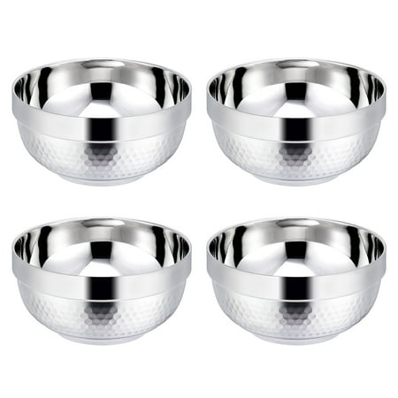 

4pcs Stainless Steel Double Bowl | Household Rice Bowl | Thickened Non-Slip Round Soup Bowl Children s Auxiliary Food Bowl For Rice Bowls Soup Bowls Baby Bowls