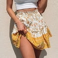 thumbnail image 4 of Fesfesfes Summer Skirts for Women Casual Vintage High Waist Floral Print Beach Ruffled Short Skirt, 4 of 8