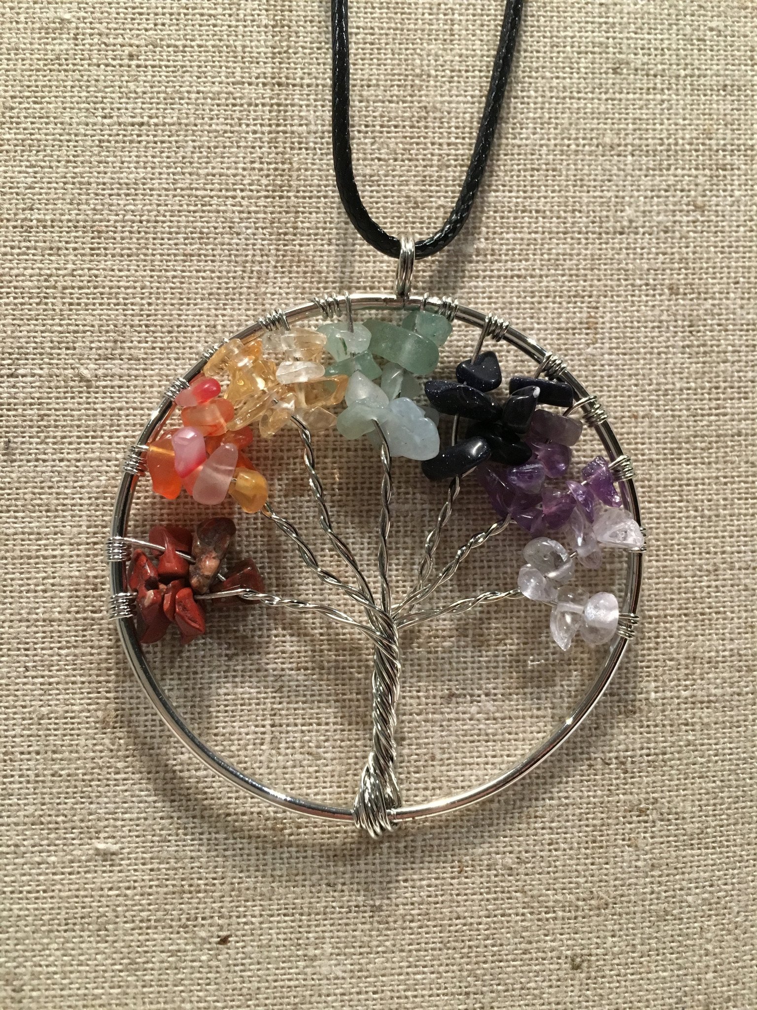 Chakra Tree of Life Quartz Teen Adult 17 - 19 inch Necklace Rainbow Natural Stone Wisdom Amethyst Lapis Turquoise - image 1 of 4
