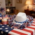 thumbnail image 6 of Independence Day Cowboy Hat - White Woollen Festival Hat (40x30x14cm) with Patriotic Red White Blue Stripes for July 4th Parades & Party Photography Prop, 6 of 6
