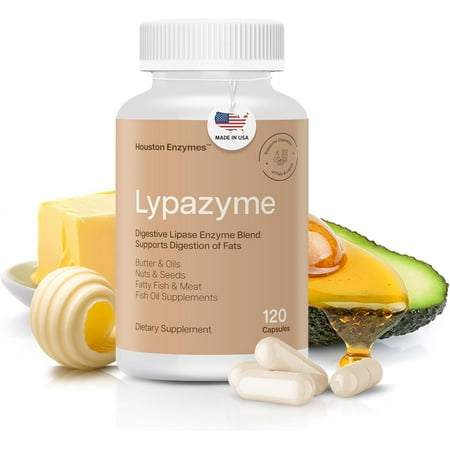 Houston Enzymes Lypazyme – Digestive Enzymes for Fat Digestion with Lipase – Keto-Friendly Digestive Health Supplement for Bloating Relief – 120 Capsules