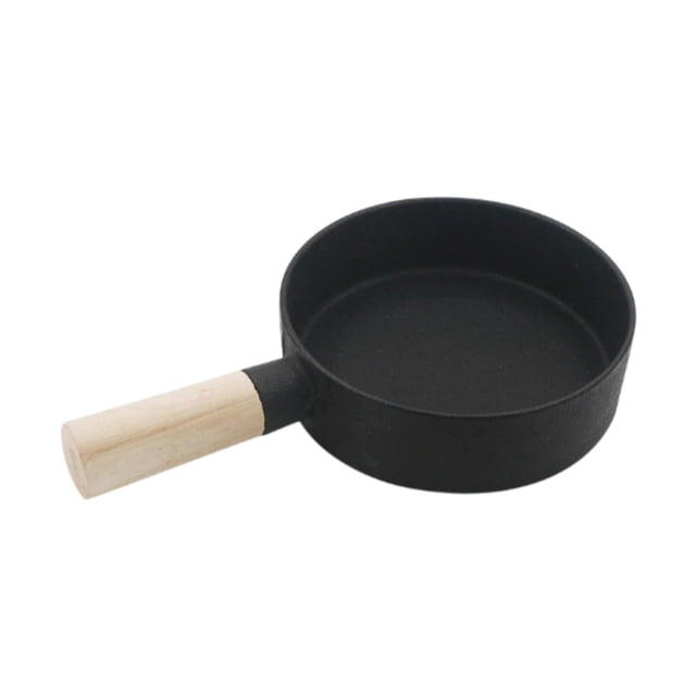 Lipstore Cast Iron Frying Pan Nonstick Wood Handle Cookware Omelette Pan for Rvs Home 18cm
