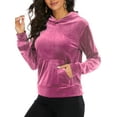 thumbnail image 4 of YouLoveIt Women's Velour Sweatshirt Long Sleeve Soft Hoodie Sweatshirt Winter Warm Pullover Hooded Tops Casual Active Sweatshirt Jacket Coat Velvet Sweatshirt Plus Size, 4 of 6