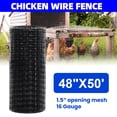 thumbnail image 2 of Hardware Cloth Metal Mesh Wire 48in x 50ft Grid 16 Gauge Chicken Fencing Vinyl Coated Fencer for Garden, Backyard, Black, 2 of 6