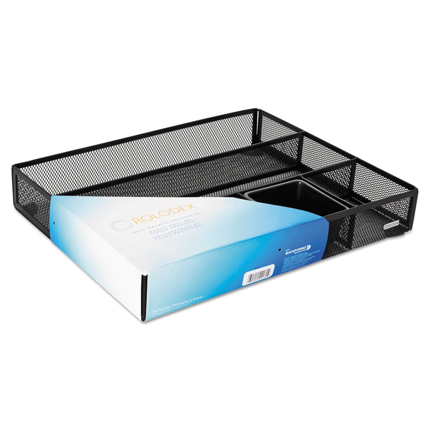 Rolodex Deep Desk Drawer Organizer, Metal Mesh, Black