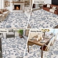 thumbnail image 5 of Blue Floral Large Area Rug 8x10 FT, Non Slip Living Room Throw Carpet, Farmhouse Vintage Flower Leaf Botanical Washable Soft Indoor Outdoor Carpet Non-Shedding Rug for Bedroom Dining Room, 5 of 9
