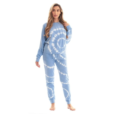 

#followme Tie Dye Jogger Set for Women French Terry Womens Two Piece Sweatsuit (Tie Dye Periwinkle 3X)