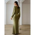thumbnail image 7 of Olive Green Boat Neck Long Sleeve Mermaid Hem Maxi Dress, 7 of 7