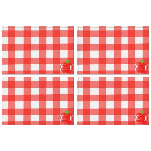 Napperon à Carreaux Vichy Rouge Napperon de Table Coloré à Carreaux Vichy Rouge Tapis de Table à Manger pour Baby Showers Mariages Anniversaire - Carreaux Rouges 4 Pcs