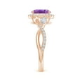 thumbnail image 3 of ANGARA Natural Oval 1.15 ct Amethyst Twisted Vine Ring with Diamond Halo in 14K Rose Gold for Women (Size-8x6mm) | February Birthstone, Anniversary, Jewelry Gift for Women | Natural Amethyst Ring, 3 of 10