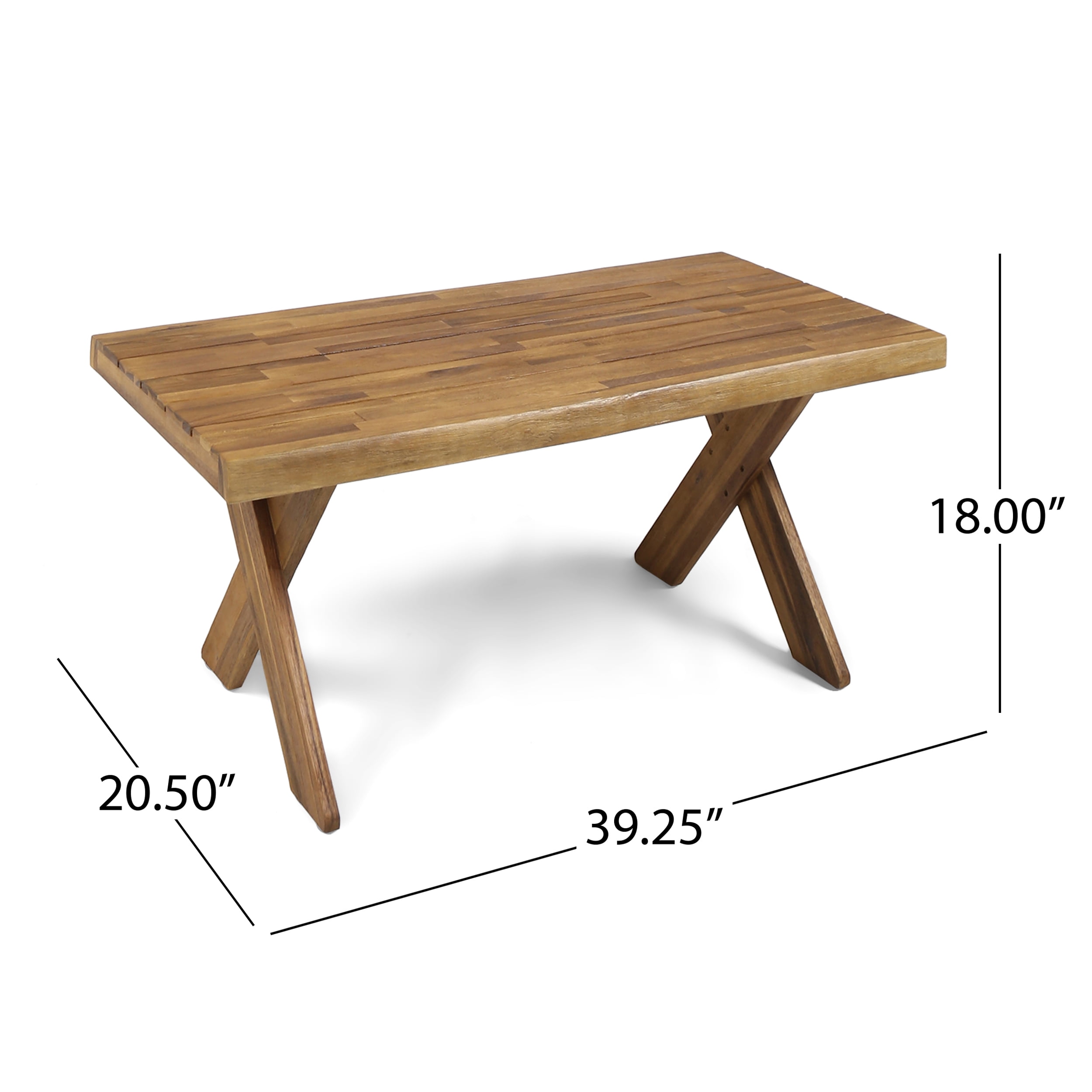 Noble House Farmhouse Acacia Wood Rectangle Coffee Table, Teak