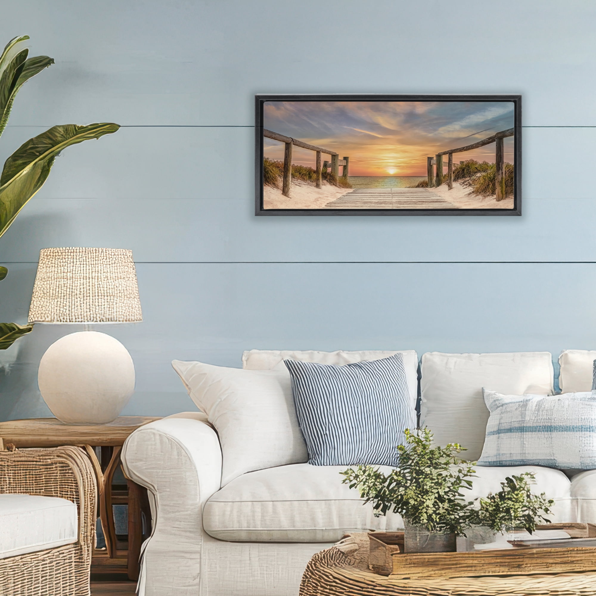 Stupell Industries Pathway To Sunset Black Framed Floater Canvas Wall Art, design by Mike Caliascibetta