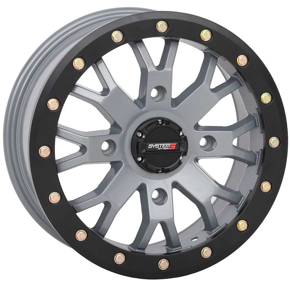 System 3 SB4 Beadlock 14x7 ATV/UTV Wheel Cement Grey (4/156) 6+1