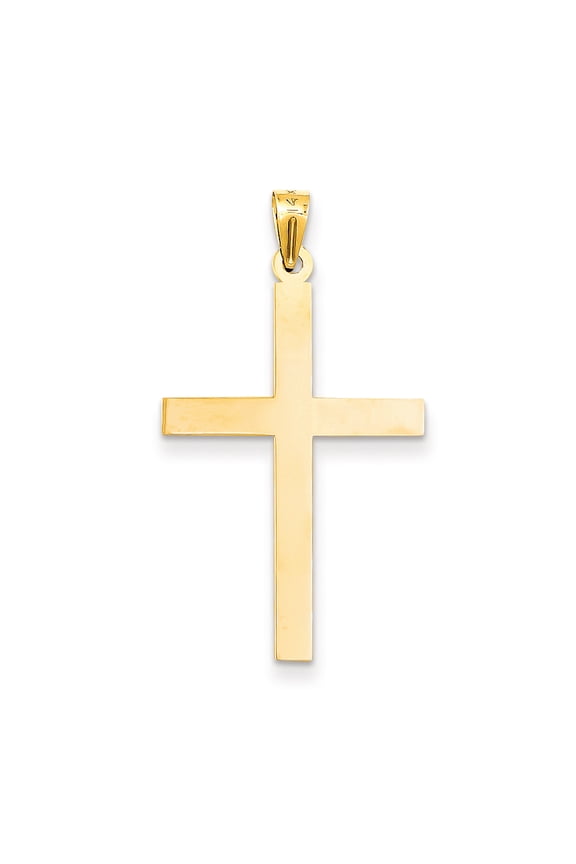 14k Yellow Gold Engravable Cross Charm Pendant