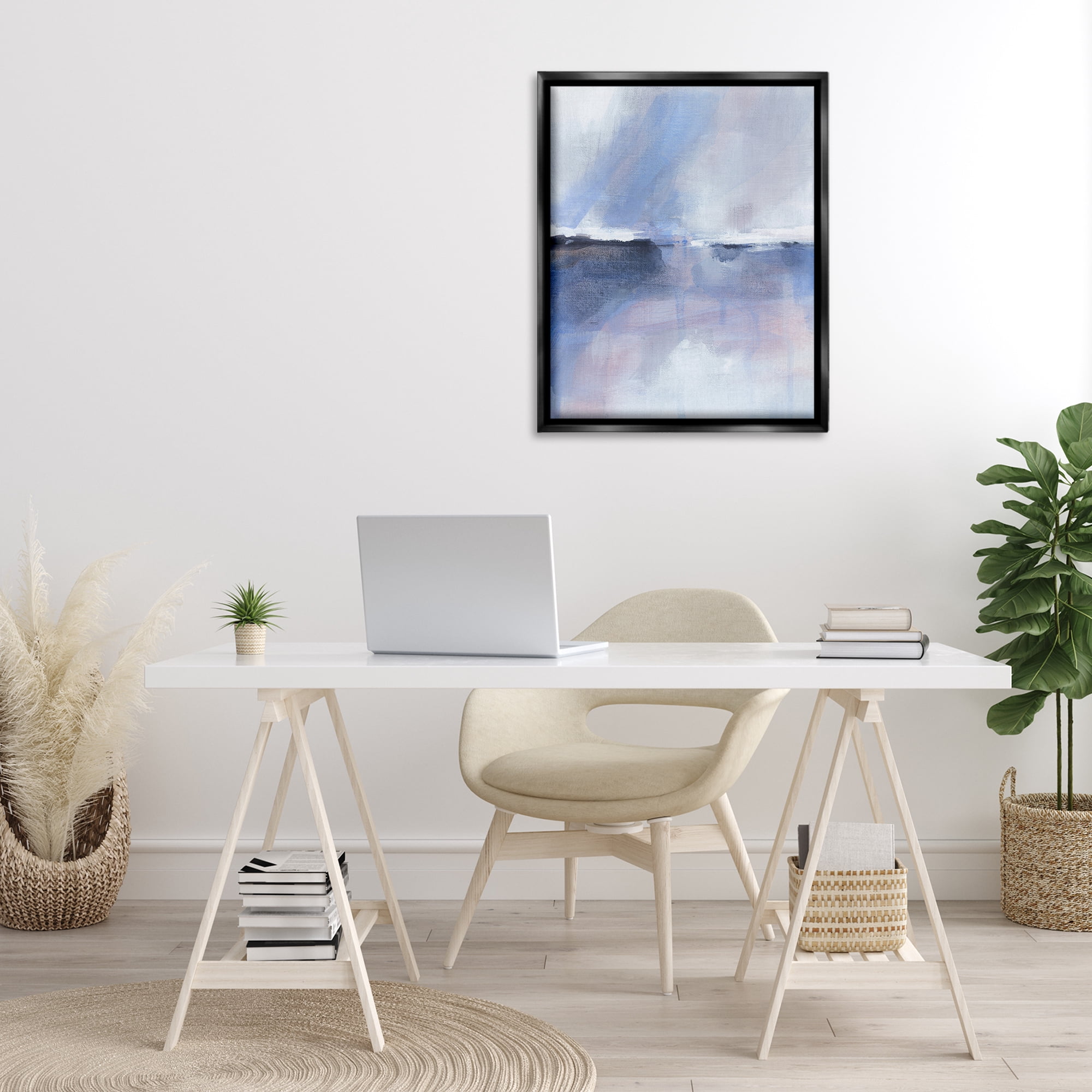 Stupell Industries Subtle Landscape Abstraction Abstract Painting Black Floater Framed Canvas Art Print Wall Art, 25 x 31
