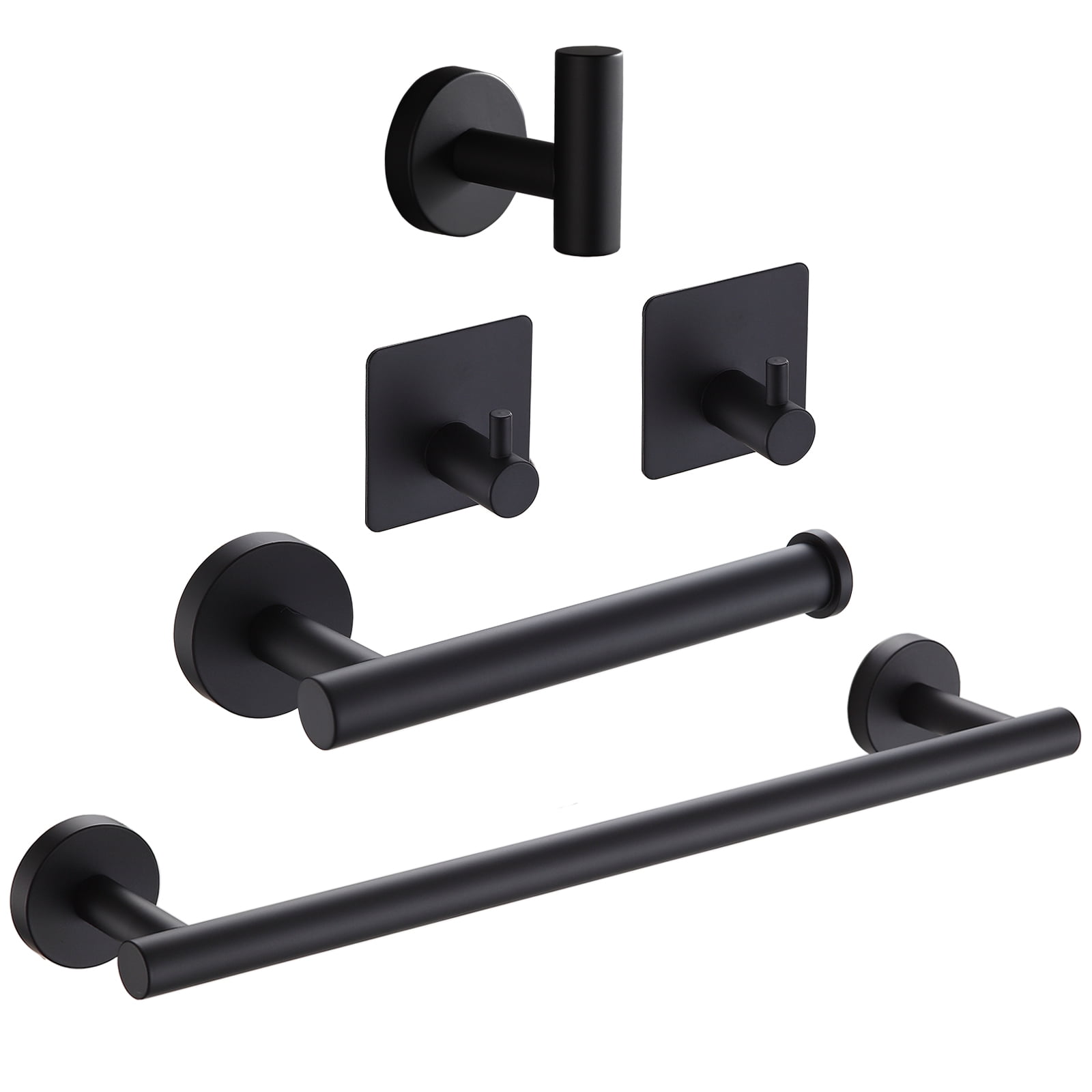 Orlif 5 Piece Bathroom Hardware Set，Black SUS304 Stainless Steel Wall Mounted Bathroom Towel ...