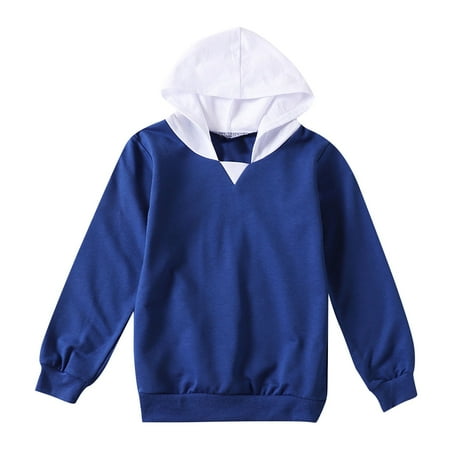 

LFEOOST Toddlers Kids Boys Girls Hoodie Sweatshirt Colorblock Lightweight Athletic Workout Pullover Tops 2-14y (Navy 140)
