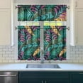 thumbnail image 3 of Hawaiian Leaf Kitchen Curtains 3PCS, 27.5x36 Inch Polyester Tropical Plant Tier and Valance, Window Drapes for Café or Bathroom, 3 of 6