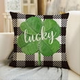 thumbnail image 3 of AVOIN colorlife St Patrick's Day Buffalo Plaid Lucky Throw Pillow Cover, Green Cushion Case Farmhouse Style Decoration for Sofa Couch 18 x 18 inch Square, 3 of 6