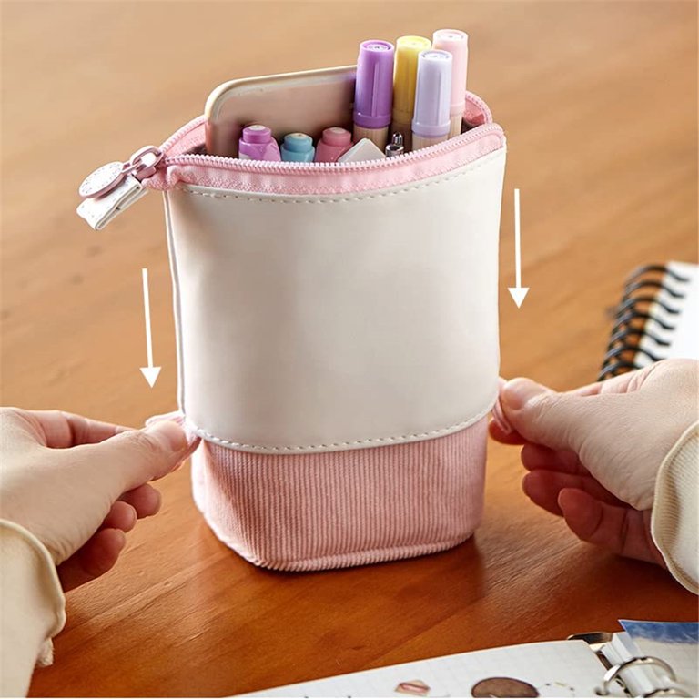 Thalia Cute Bubble Boba Pencil Case Standing Pen Holder Telescopic Makeup  Pouch Pop Up Cosmetics Bag Stationery Office Organizer Box for Kids Girls  Students Women (Pink) 