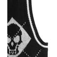thumbnail image 4 of Douhoow Women Gothic Knit Sweater Vest Skull Argyle Print Knitwear V-neck Pullover Jumper Top, 4 of 8