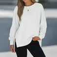 thumbnail image 5 of Bmawag Womens Plus Size Tops Side Slit Long Sleeve Crew Neck Solid Color Shirts Women's Casual Comfortable Pullover Oversized Sweatshirts White XL, 5 of 10