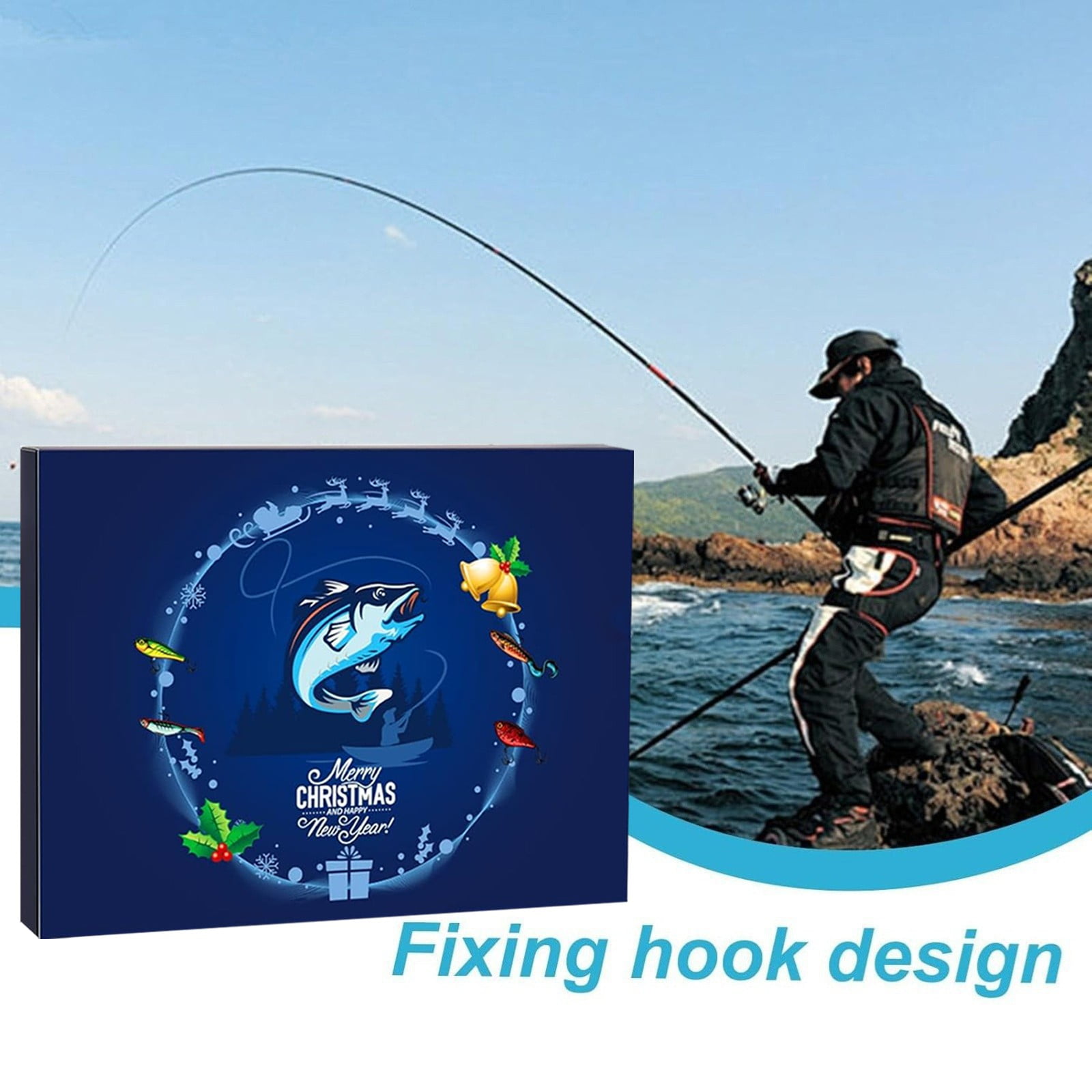 Advent Calendar Fishing 24 Day Christmas Countdown Fishing Lures Set Surprise Gifts for Fishermen Dad Men Boys Stocking Stuffers Xmas Gifts for Fishing Lovers Tackle Box Essentials
