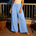 thumbnail image 3 of Womens Polka Dot Pants High Waist Pleated Wide Leg Summer Casual Flowy Lounge Trousers with Pockets for Travel,Light Blue,XL, 3 of 6
