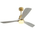 thumbnail image 5 of Sofucor 52" Wood Ceiling Fan with Light and Remote Control, 3 Blades and Reverse Airflow, Brass And Grey, 5 of 12