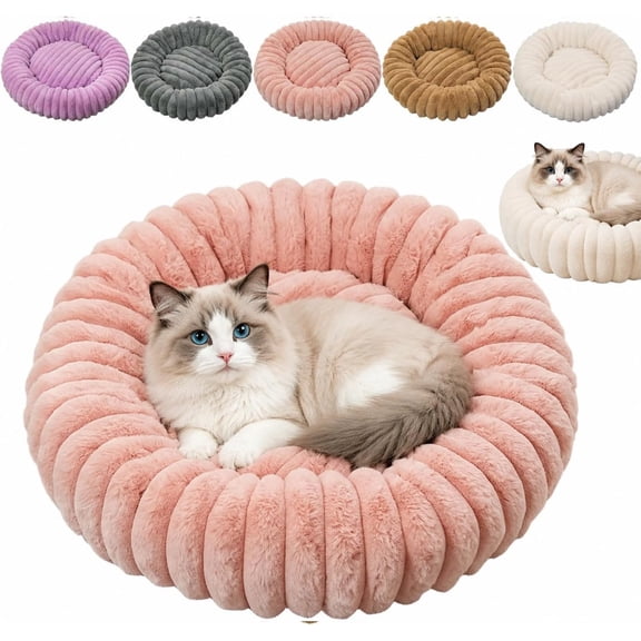 Ultra-Soft Round Calming Cat & Dog Bed for Medium Dogs & CatS(40cm/15.7in)