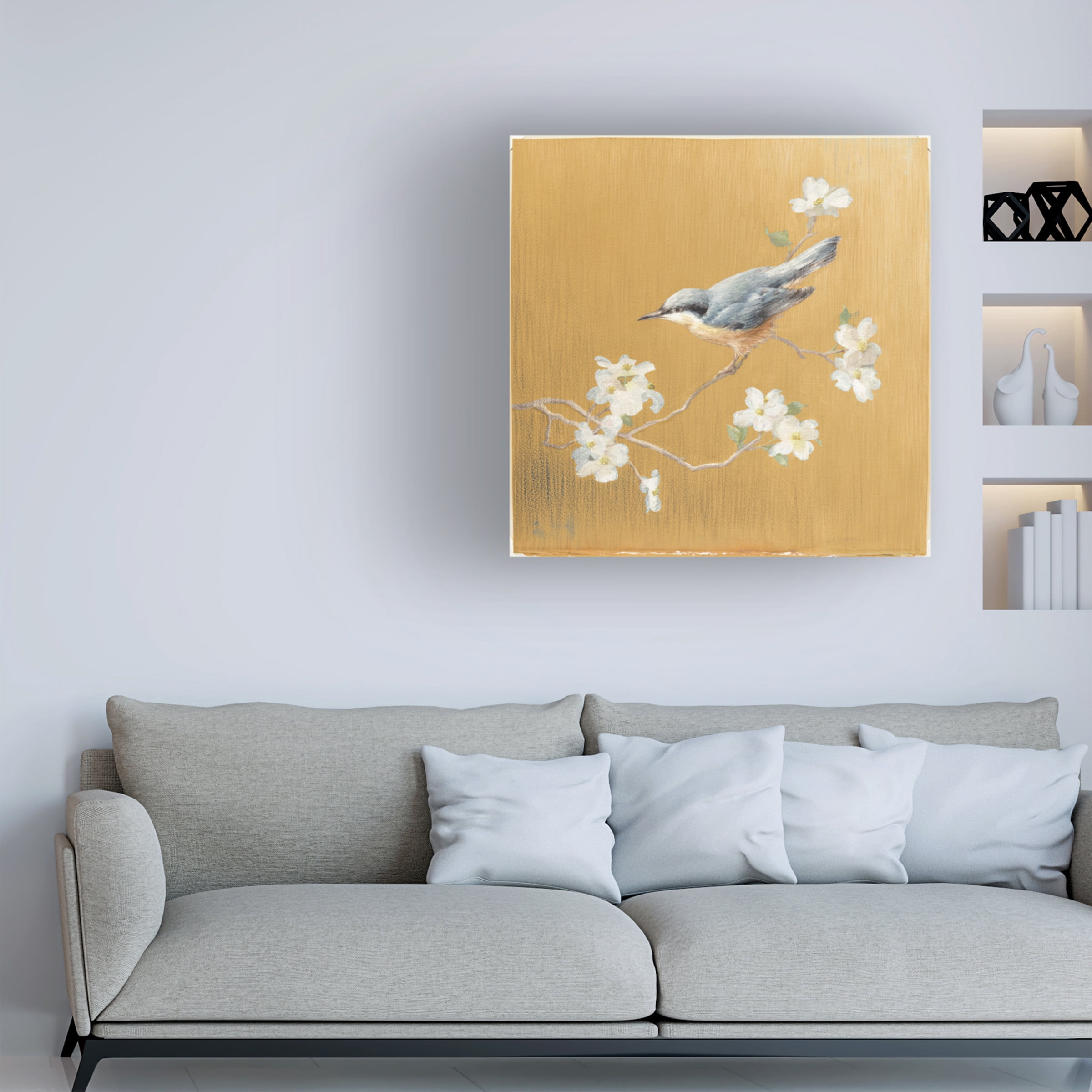 Trademark Fine Art 'Nuthatch on Gold' Canvas Art by Danhui Nai