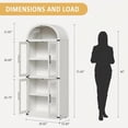 thumbnail image 3 of Arched Bookshelf with Doors Farmhouse Bookcase 15.83in Depth Display Storage Shelves 71.4in Tall Wooden Display Cabinet Rounded Bookcases for Living Room, Kitchen, Office (White), 3 of 7