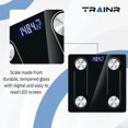 thumbnail image 4 of Báscula corporal digital Trainr Trnr-BDYSCLE-BLK, báscula esencial para el hogar, accesorio de baño duradero, compatible con sistemas operativos Apple y Android, equipo de entrenamiento y fitness., 4 of 5
