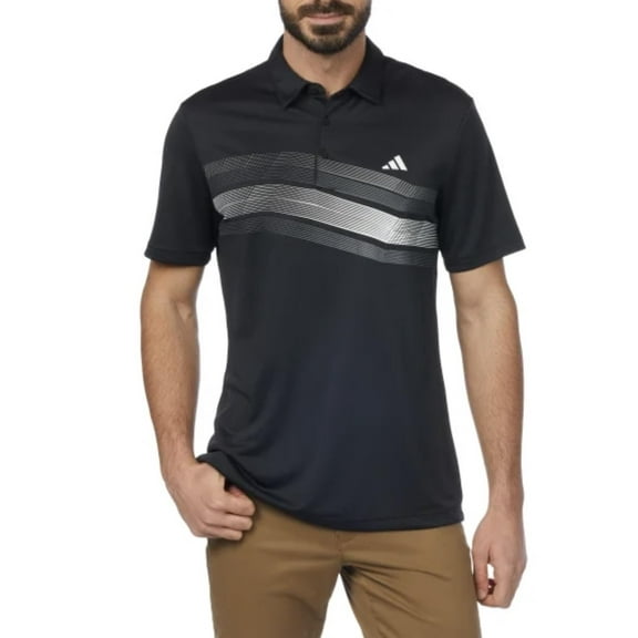 adidas Men's Core Chest Stripe Polo Shirt, Black