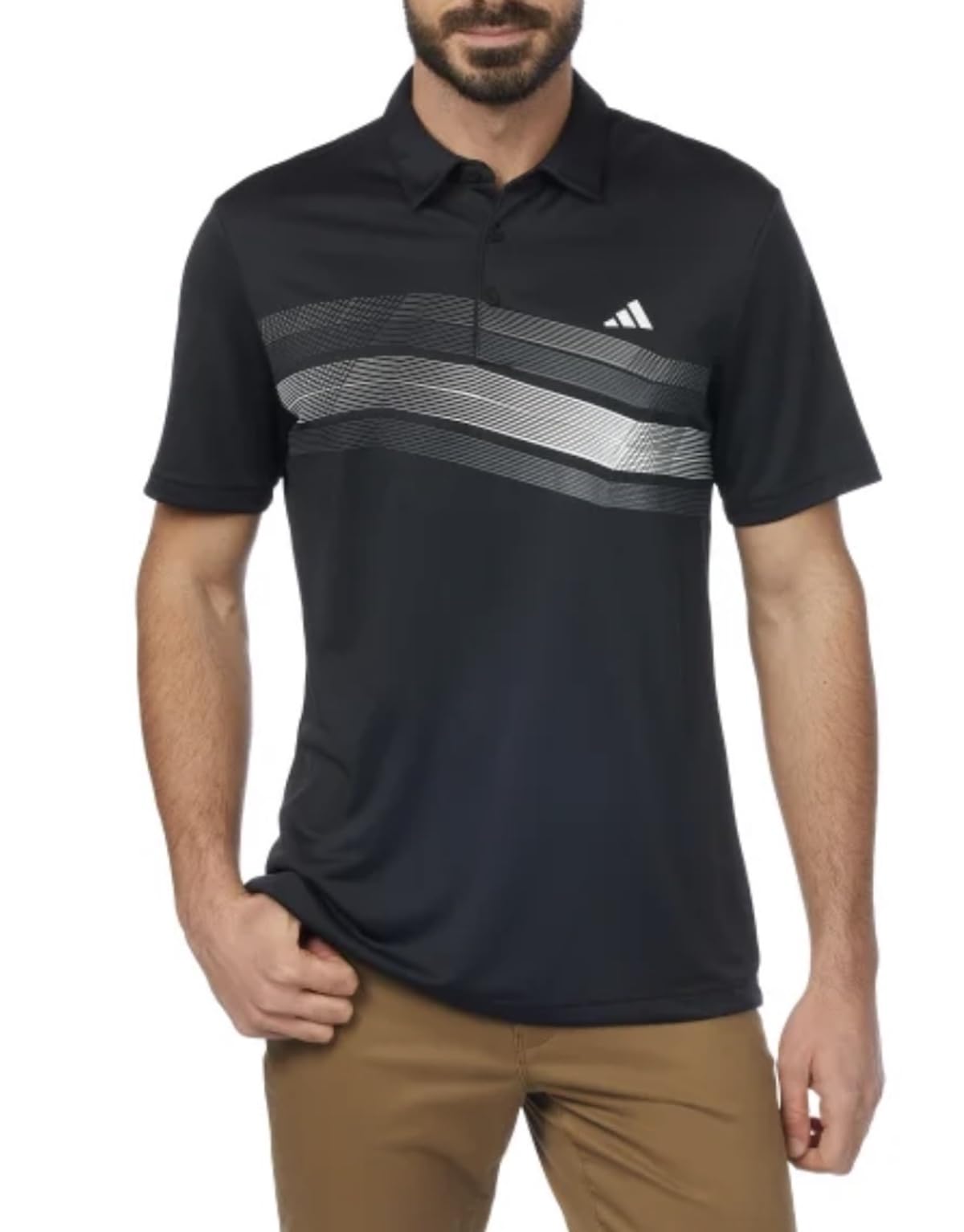 Adidas Men's Core Chest Stripe Polo Shirt Black photo 1