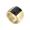 Gold Black, variant on Women's Stainless Steel Square Gemstone Wide Surface Classic Simple Wedding Engagement Statement Ring Silver Black Size 7
