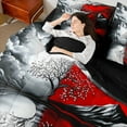 thumbnail image 4 of Manfei Tree Of Life 7-Piece Bedding Comforter Set,Natural Landscape King Bedding Sets,Red Gray Black Bed Sheets For Men Women,Ultra Soft Home Decor Reversible, 4 of 8