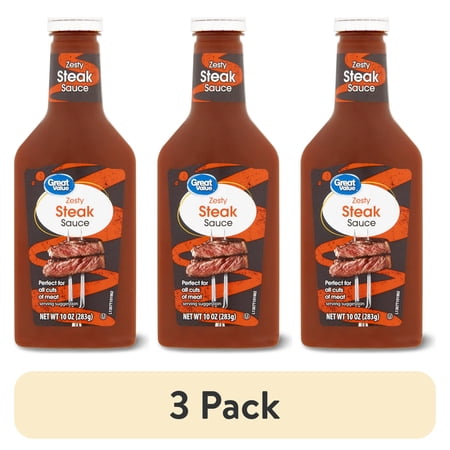 (3 pack) Great Value Zesty Steak Sauce, 10 oz