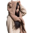 thumbnail image 3 of Conjunto de tres piezas de gorro y bufanda con orejas de oso de peluche para otoño e invierno, dulce y lindo, cálido para las orejas, 3 of 6