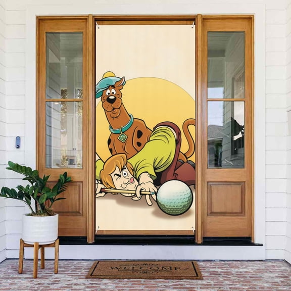 Scooby-Doo Door Cover Polyester Banner Outdoor Decoration Accessories For Porch Garden Patio Party Backdrop, 35.4 X 72.8 Inches